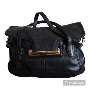 Coach Large Handbag Black Leather Gold Buckle